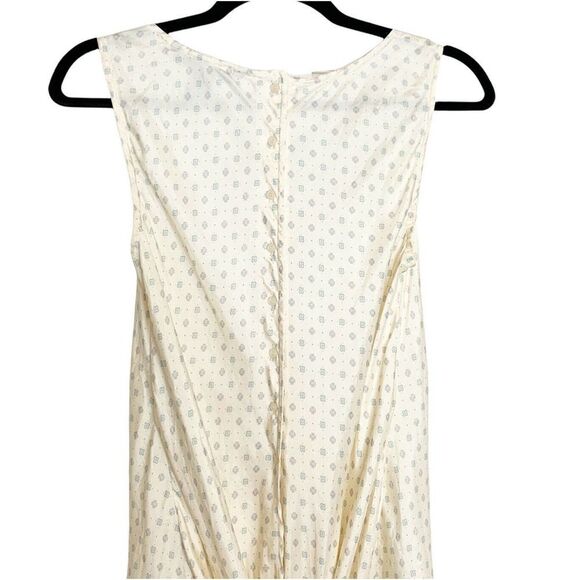 Marc Jacobs Women’s Cream Blue Flower Sleeveless Silk Blouse Large Tie Button - Picture 6 of 9